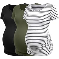 Love2Mi 3 Pcs Kurzarm Umstandsshirt Umstandsmode Tshirt Einfarbig Schwangerschafts Kleidung