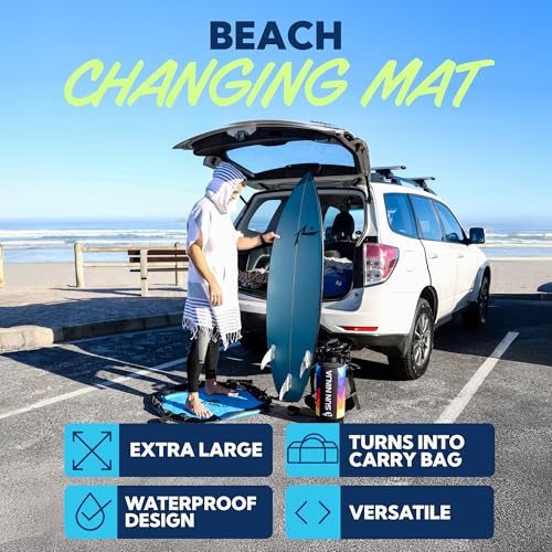 Image of SUN NINJA Wetsuit Changing Mat, Waterproof Beach Mat and Dry Bag Combo