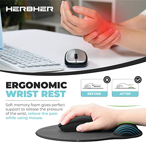 Gel Mouse Pad With Wrist Rest - Memory Foam For Wrist Cushion- For Laptop, Pain Relief - Mousepad With Non-Slip Rubber Base - Smooth Lycra Surface #TOP3