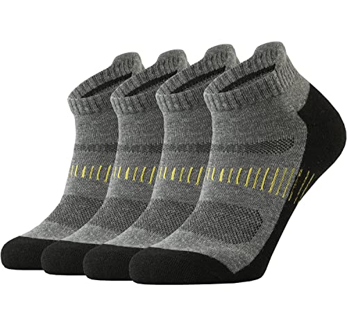 Kmm Men's Merino Wool No Show Ankle Socks With Cushion Low Tab Summer For Outdoor Hiking Golf Loafer Sneaker Trail Running(Grey L) #TOP16