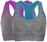 Women's Seamless Sports Bra High Impact Pocket Yoga Bras L 2-Pack