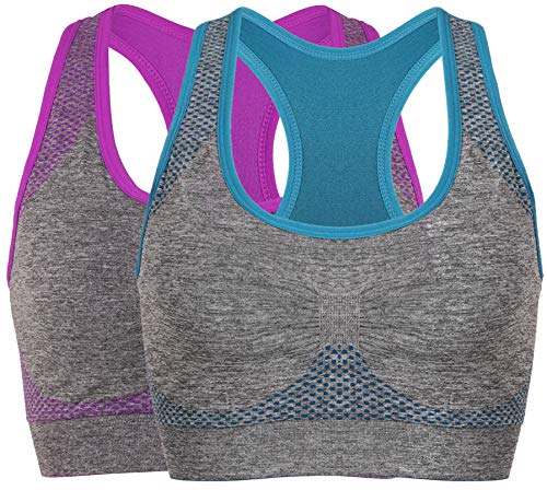 Women's Seamless Sports Bra High Impact Pocket Yoga Bras L 2-Pack