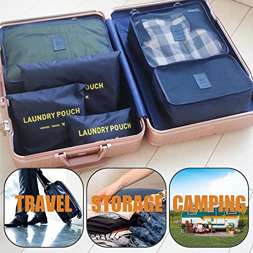 Image of Rojeam 6 Set Packing Cubes Multi-Functional Travel Storage Bags Clothing Sorting Packages