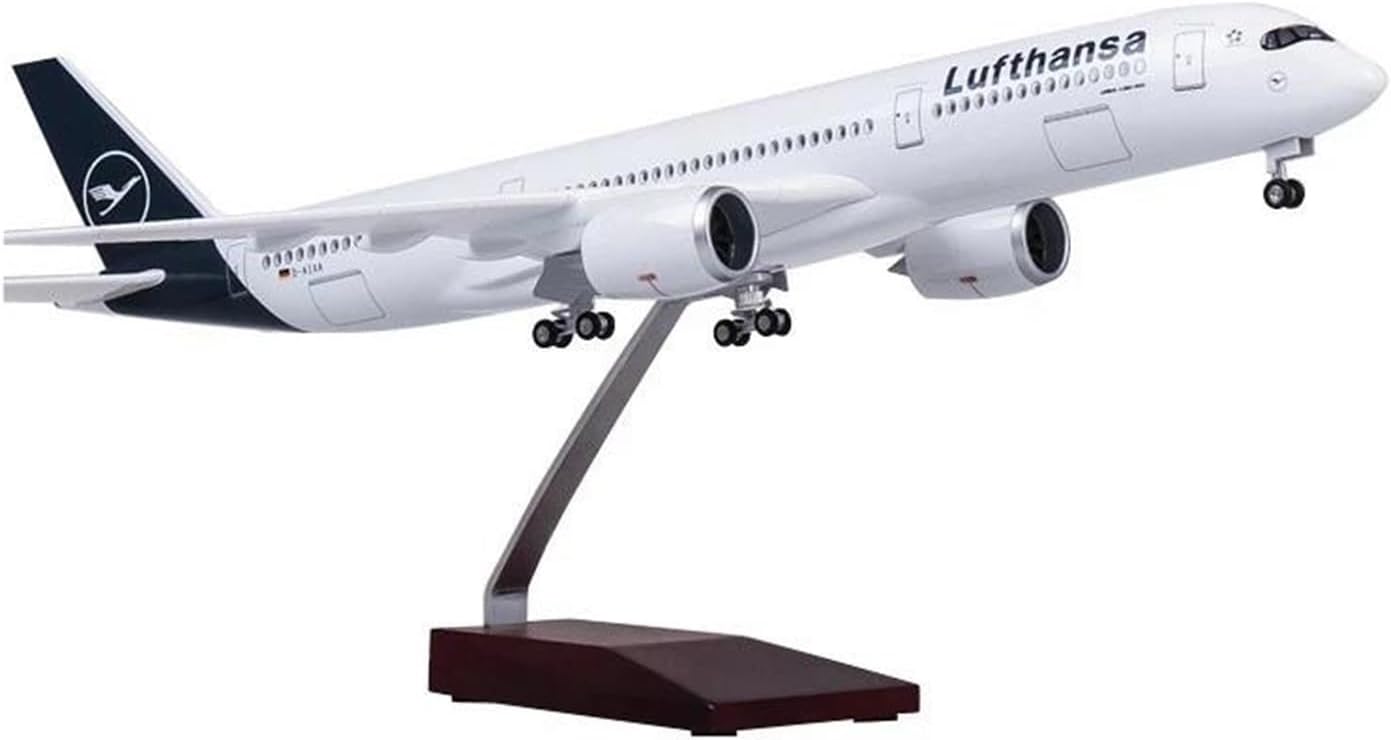 Diecast Aircraft Model 1/142 Scale for Airplane Airbus A350 Lufthansa Model W LED Light & Wheel Diecast Resin Hobby Display Plane Model for Aviation Enthusiasts(with Light)