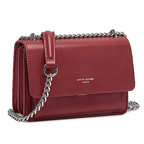 David Jones - Petit Sac Bandoulière Femme - Mini Pochette Téléphone Portable Cuir PU Rigide - Sac à Main Chaînes Porté Epaule - Besace Rectangle Sacoche...