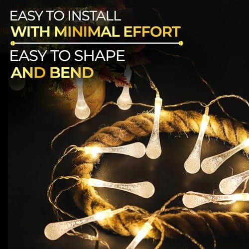 Image of Lexton Fairy 14 Water Drop /Bottle LED String Light | 14 LED, Plug Sourced, 4 Meter Long | Suitable for Diwali, Birthday, Festival, Wedding, Party, Patio, Lawn, Restaurants (Pack of 1, Warm White)