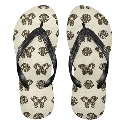 Burbuja Butterflies Daisies Flip Flops for Women Men, Soft Thong Sandals Rubber Slippers for Pool Beach Essentials