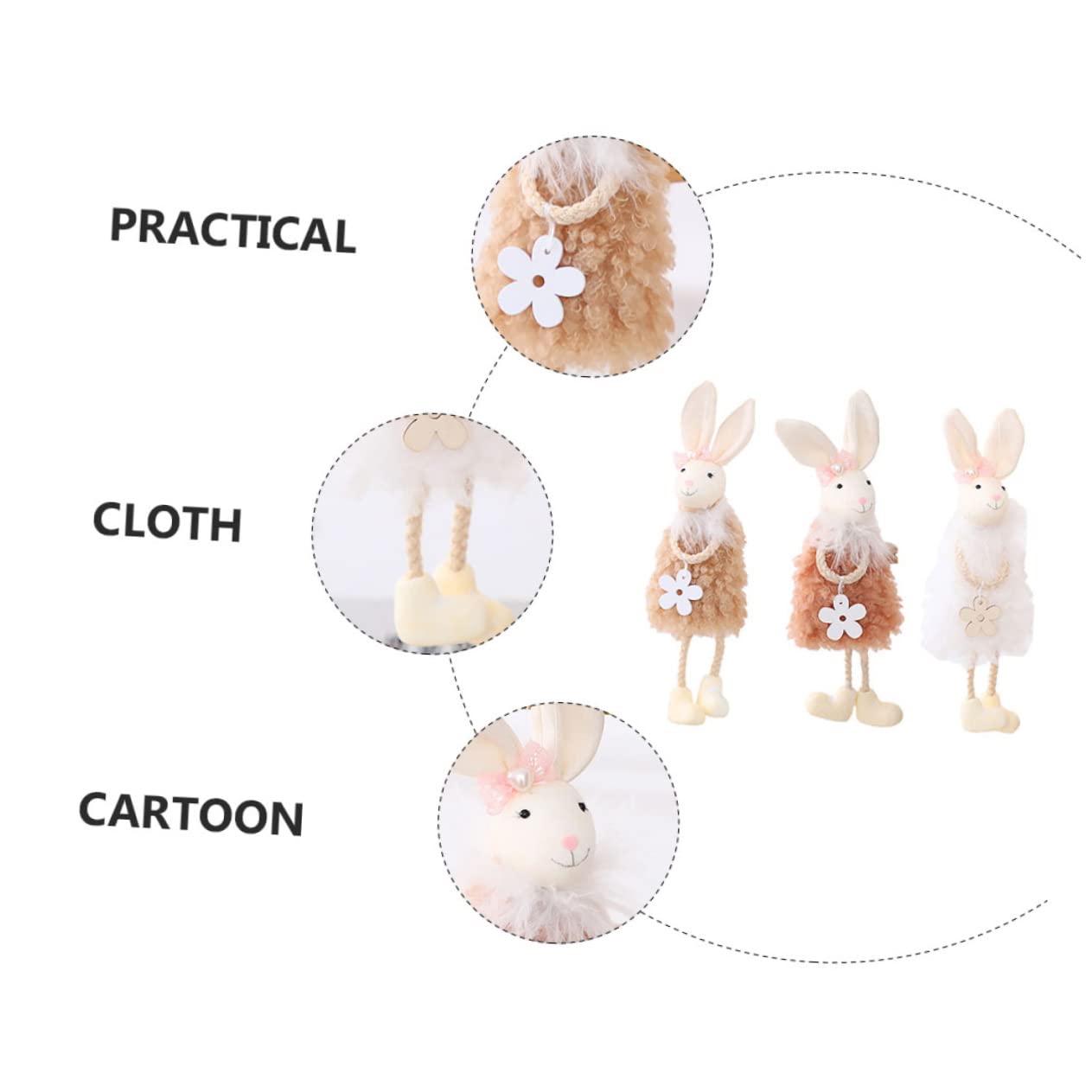 VICASKY Lot de 3 pendentifs en forme de lapin de Pâques - Décoration murale - Cadeaux d'invités pour Pâques - Décoration de lapin pour la porte de Pâques - Accessoires pour cochons d'Inde - Décoration