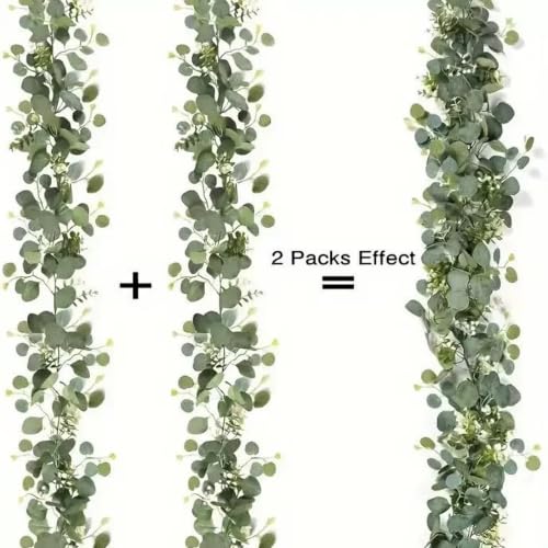 Guirlande d'eucalyptus en Dollars argentés pour cheminée et table de fête