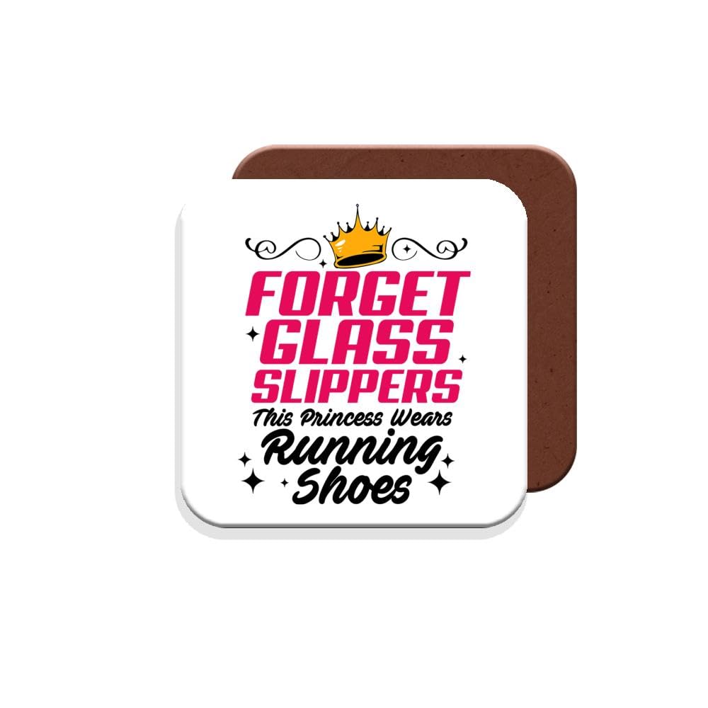 Muggz Coaster Gift For Runner/Running Enthusiast - Forget Glass Slippers This Princess Wears Running Shoes - Giftset - Made By In The Uk