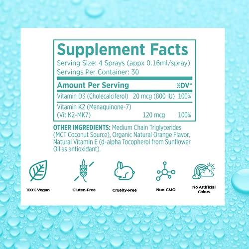 Vegan Life Nutrition Vitamin D3 And K2 Oral Spray Supplement, 0.65 Ounce #TOP3