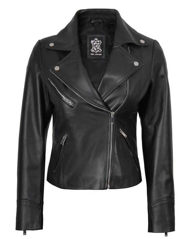 Blingsoul Womens Real Leather Jacket - Asymmetrical Leather Jackets for Women2