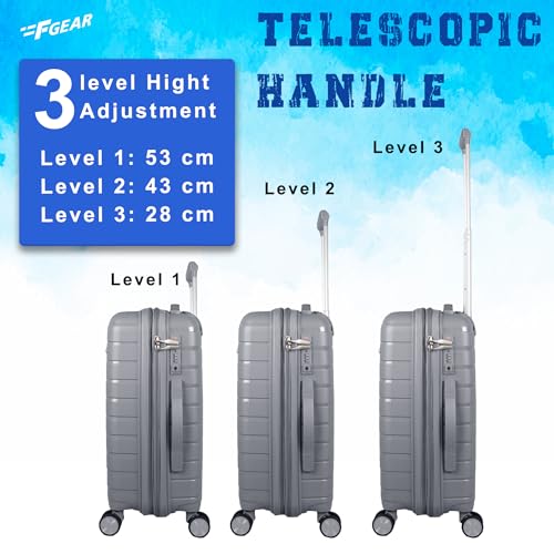 Image of F Gear PPS27 Polypropylene Hardshell /Hardsided /Hardcase Light Weight 8 Wheeler Spinner Luggage Bag /Smooth Speed Wheel Suitcase /Trolley with TSA Lock for Men Women (Carry On 20 Inch, Light Grey)