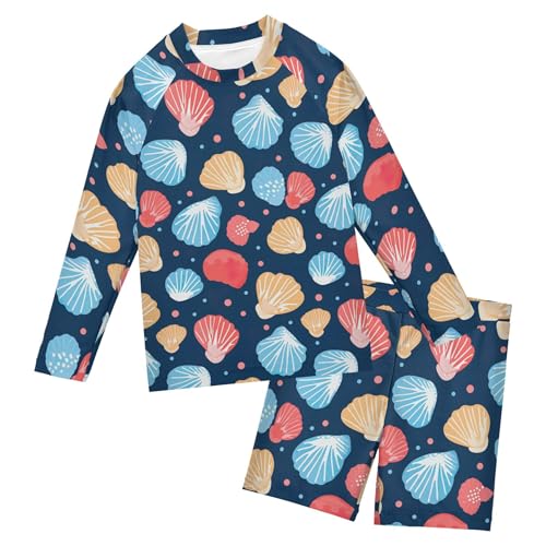Shell Beach Color Colorful Toddlers and Baby Boys' Swimsuit Trunk and Rashguard Set B0402926