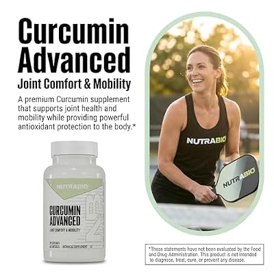 NutraBio Curcumin Advanced Digestion & Joint Support Complex with Bromelain, Ginger Root Extract, Bioperine, and AstraGin, 60 Vegetable Capsules