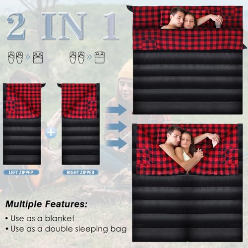 0-Degree-Sleeping-Bag-Cotton-Flannel-Winter-Cold-Weather-for-Adults-XXL-Sleeping-Bag-4-Season-Big-and-Tall-with-Pillow-Compression-Sack