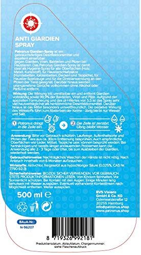 Patronus Giardien-Spray speziell für Hund & Katze 500ml - Hygiene-Spray für Haustiere als Desinfektionsmittel für Oberflächen gegen Viren, Bakterien & Pilze - hochwirksam & hautschonend