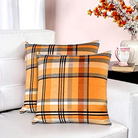 Umi Fundas de Almohada Decorativas de Terciopelo con Estampado de Cuadros Cover