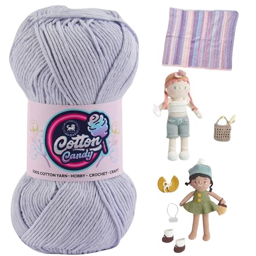Image of NESTNHAVEN Cotton Candy 100% Cotton Yarn - (100g, 185 Meters) - Luxury Yarn for Crochet, Amigurumi, Embroidery, Toys, Garments, Flowers and Hobby, Projects. (Light Grey) | (400 Gm)