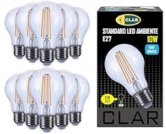 CLAR - Lampada Filamento LED E27, Lampadine Vintage, Lampadine LED E27 Luce Naturale, Lampadina Vintage LED, 10W 4000ºK (Pack 10)