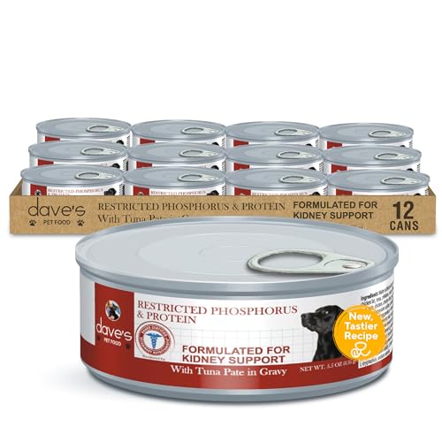 Dave's Pet Food Kidney Care Dog Food (Tuna Pate), New Recipe! Wet Renal Dog Food, Low Phosphorus, Renal Kidney Support, Vet Formulated, 5.5 oz, (12 Pack)