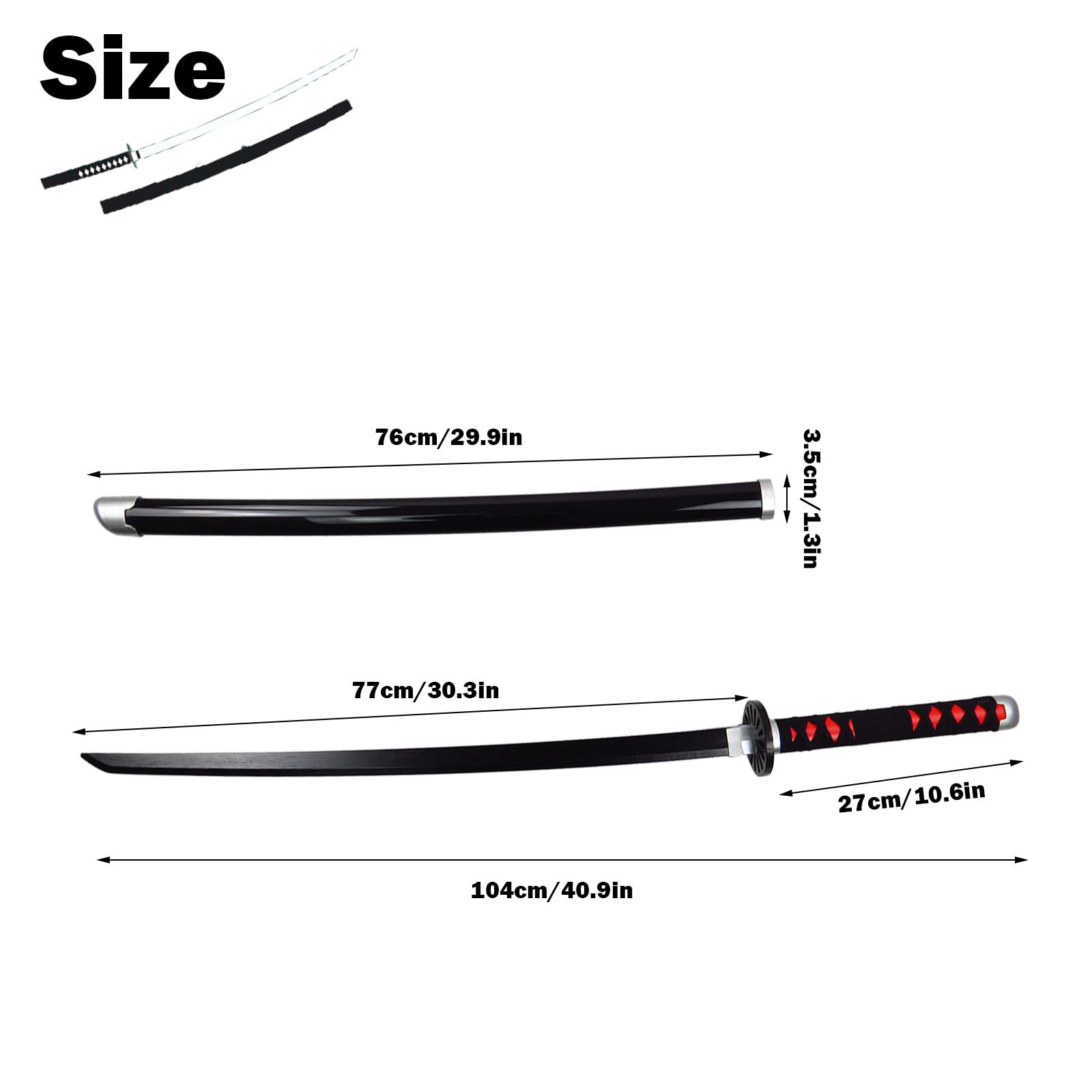 Katana Demon Spada, Uccisore di Demoni Katana, Kamado Tanjirou Katana 104 Cm, Spada Demon, Anime Cosplay Props, Adulto Regalo Festa Favore