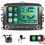 8 Core/6G+128G/DSP Hikity Android 15 Autoradio per Fiat 500L 2013-2017, 7 Pollic Touch Screen Autoradio con Wireless CarPlay Android Auto GPS WiFi RDS/FM BT 59UI Tipo CSWC MIC CAM