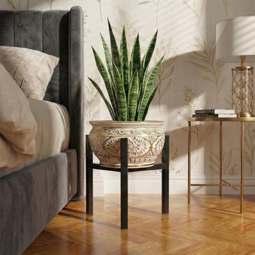 Image of Garden Genie 3 Leg Metal Plant Stand | Heavy Duty Iron Planter Stand for Indoor & Outdoor | Flower Pot Stand for Balcony, Living Room & Garden, Black