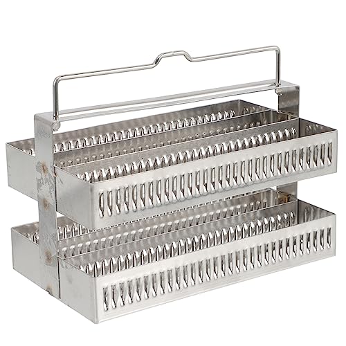 COLLBATH Slide Drainer Slide Out Storage Bins 60 Positions Microscope Slides Holder Microscope Holder Microscope Slide Holder Microscope Slide Storage Tool Trays Silver Stainless Steel
