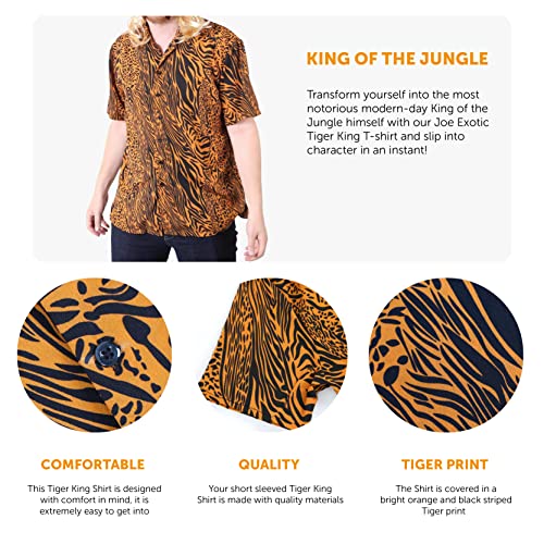 Adults Tiger Shirt - XXX-Large - Orange and Black Tiger Print Shirt - Adults Halloween TV Movie Fancy Dress Costume - Image 2