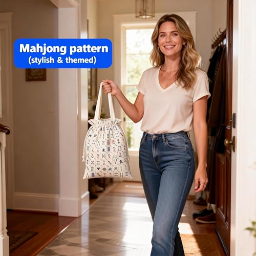 Mahjong Bags para Fichas y Bastidores, Lona Resistente miniatura 4