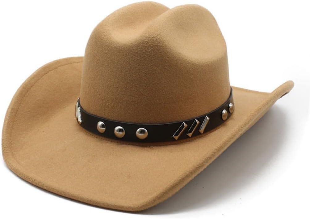 Western Felt Cowboy Hat, White with Studded Band, Classic Style