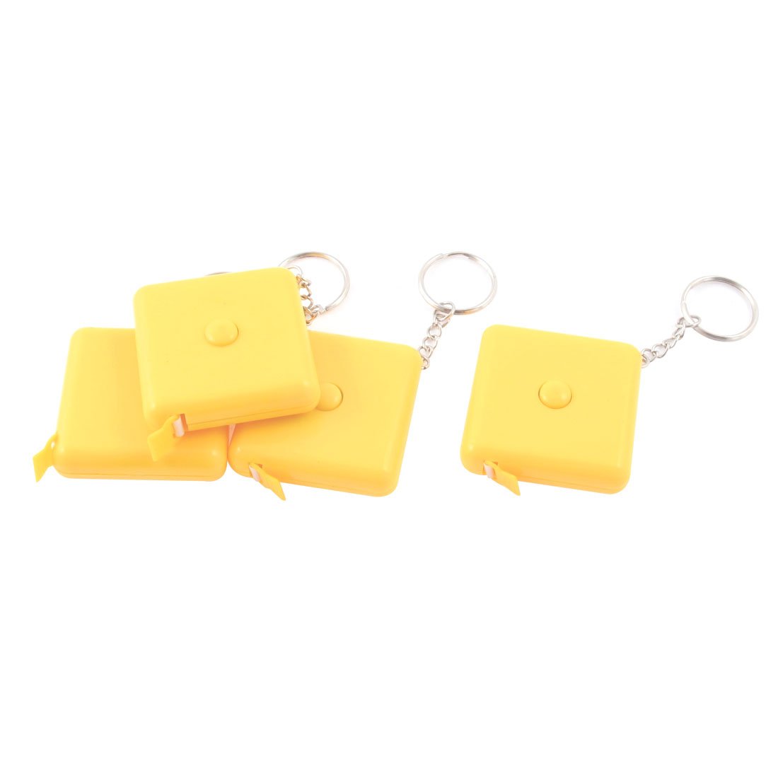 Aexit 4 Pcs Tools & Home Improvement Yellow Square Keyring Retractable Sewing Measure Tape Ruler Metric Tape Measures 150cm 45cun