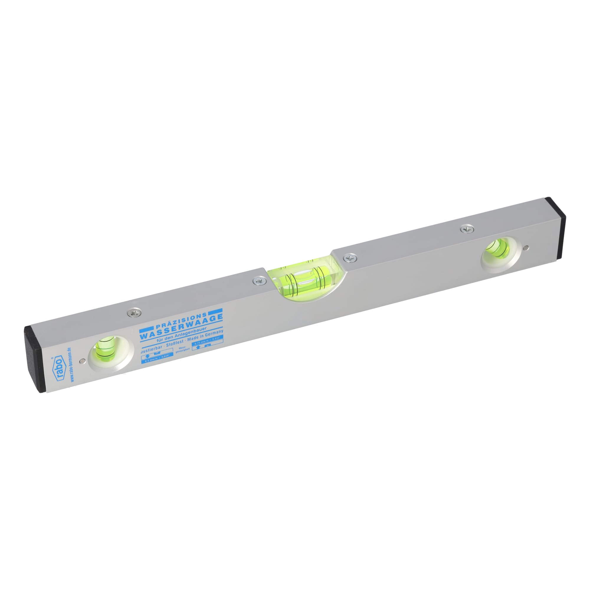 rabo Nivel de burbuja de precisión para la construcción de instalaciones industriales y tuberías, ajustable, longitud de 250 mm, 1 burbuja horizontal y vertical, perfil hueco de aluminio
