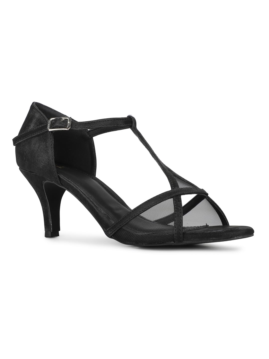 Womens Black Transparent Round Toe Block Heel Sandals Heeled-image-48