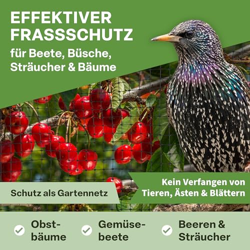 TTL GARDEN 3x5m Vogelschutznetz 20g/m² schwarz engmaschig 12x12mm Masche -