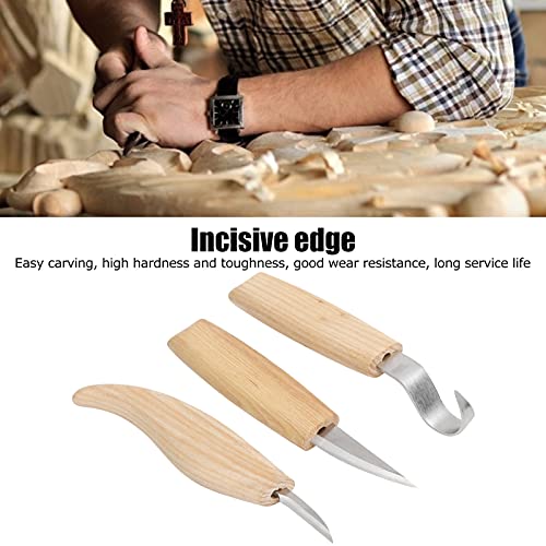 Diydeg Ferramentas de entalhe em madeira, faca de entalhe de aço inoxidável 3 em 1, kit de entalhe e