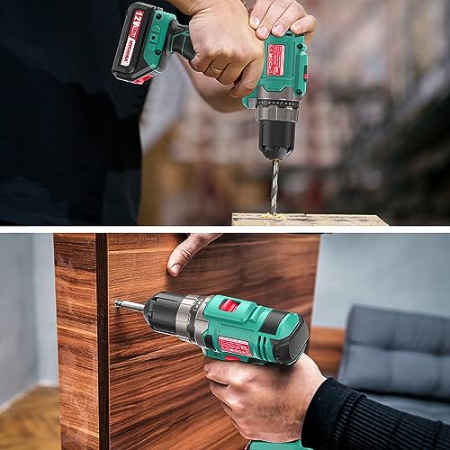 HYCHIKA DIY Werkzeugkoffer Gefüllt Profi, mit Akku Bohrschrauber 30Nm + 104-tlg Haushalts-Universal Werkzeug Set + Praktische Werkzeugkastenverpackung. Für Reparaturen und Wartungen – Bild 6