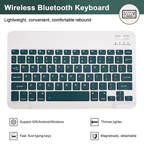 Image of SOPPY Bluetooth Keyboard Case with Mouse for iPad 9th Gen 2021, 8th Gen 2020, 7th Gen 2019 10.2 inch, Air 3 & Pro 10.5 inch, Detachable Wireless Keyboard, Slim Protective Cover, Rechargeable, Dark Green