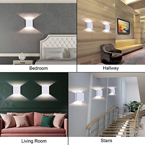 Lightess Modern Wall Sconce Dimmable 10W Hardwired, Up Down Wall Mount Lights Indoor Mini Metal LED Wall Lamp for Living Room Bedroom Hallway Decor, Warm White, O1181TP - Thumbnail 6