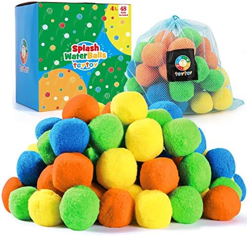 48 Pack Water Balls Toy, Reusable Splash Water Balls with Bag for Kids & Adults Anytime Party Favors Toys,Summer Outside Fun Toys for Kids Age 4-12,Activity Pool and Beach Fun Perfect for Outdoor Play