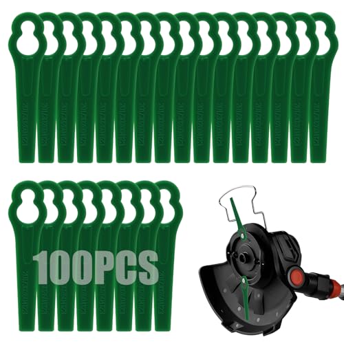 Viitech 100 Stück Rasentrimmer Ersatzmesser, 83 mm Rasentrimmer Messer Kunststoff Ersatzklingen, Kunststoffmesser Ersatzmesser Rasentrimmer-Zubehör für Einhell Akku-Rasentrimmer GC-CT 18/24 Li (Grün)