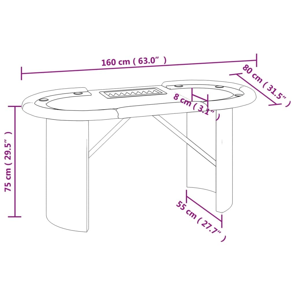 Générique Table de Poker 8 Joueurs avec Plateau à jetons Vert 160x80x75cm,Meubles,Tables,Tables de Poker & de Jeux,27.9 kg,Vert,80406
