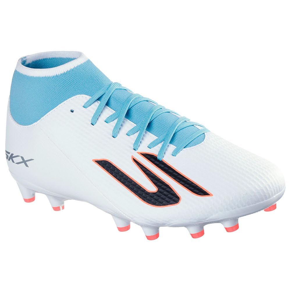Skechers Men's White,Turquoise Skx_2 High Academy Ag Shoes In White/Turquoise, Size 8.5 | Synthetic/Textile