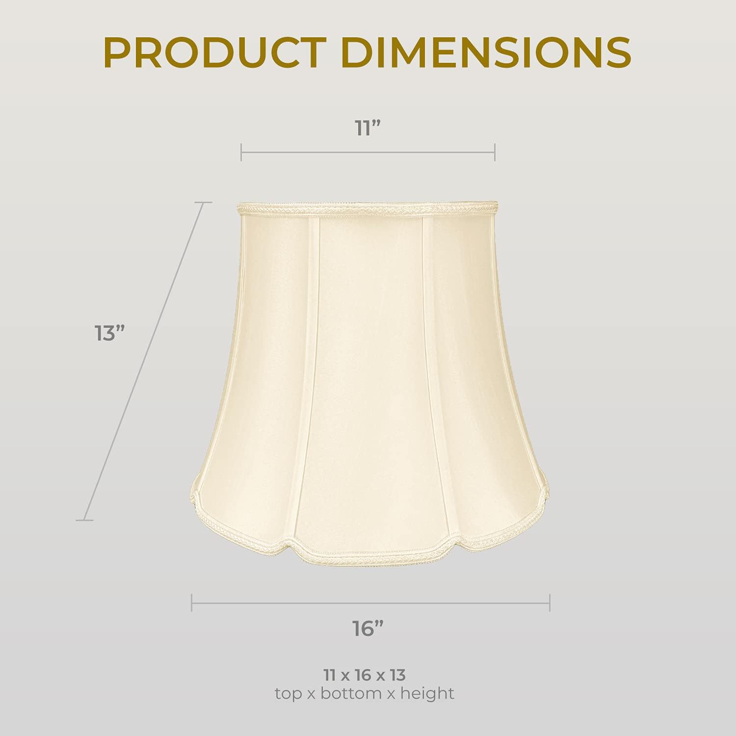 Royal Designs Tall Drum Bottom V-Notch Designer Lamp Shade, Eggshell, 11 x 16 x 13