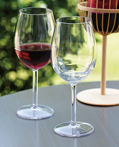 G.E.T. Heavy-Duty Reusable Shatterproof Plastic Wine Glasses, 15 Ounce, Clear (Set of 4)