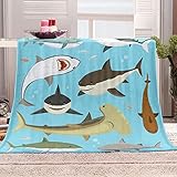 manta tiburon crochet MANTA IMPRESA EN 3D: El lado exterior de la manta de franela está impreso con patrones hermosos y modernos, los maravillosos colores agregan una sensación única a su habitación, puede decorar fácilmente tu hogar.