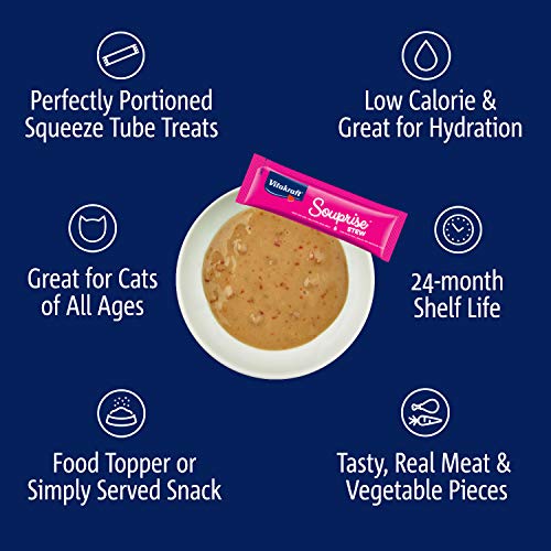 Vitakraft Souprise Stew Wet Cat Treat - Salmon and Carrot - Lickable Treat or Dry Cat Food Topper - Multi Pack of 4 - Image 3