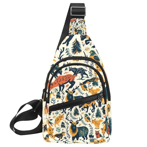 Mochila cruzada de senderismo riñonera cruzada ligera unisex ajustable Wild Animals