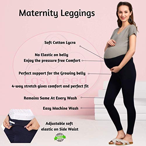 Image of Women's Cotton Lycra Over The Belly Maternity Leggings for Pregnant Women for Pre & Post Pregnancy